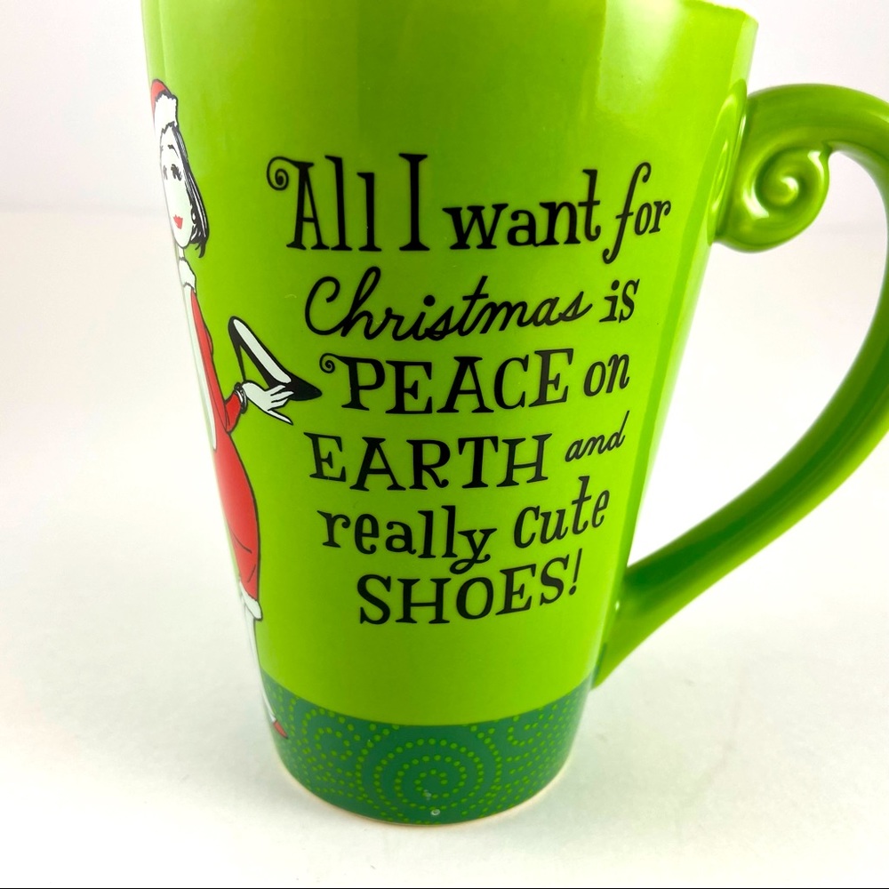Christmas Coffee Mug All I want for Christmas is Peace on Earth Really Cute Shoe